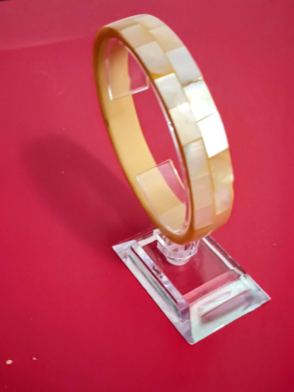 Abalone Shell Inlay Bangle Bracelet 8.5" - Picture 2 of 10